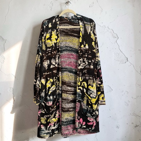 Free People Think Twice Multicolor Knit Oversized Cardigan Sweater - Picture 4 of 12